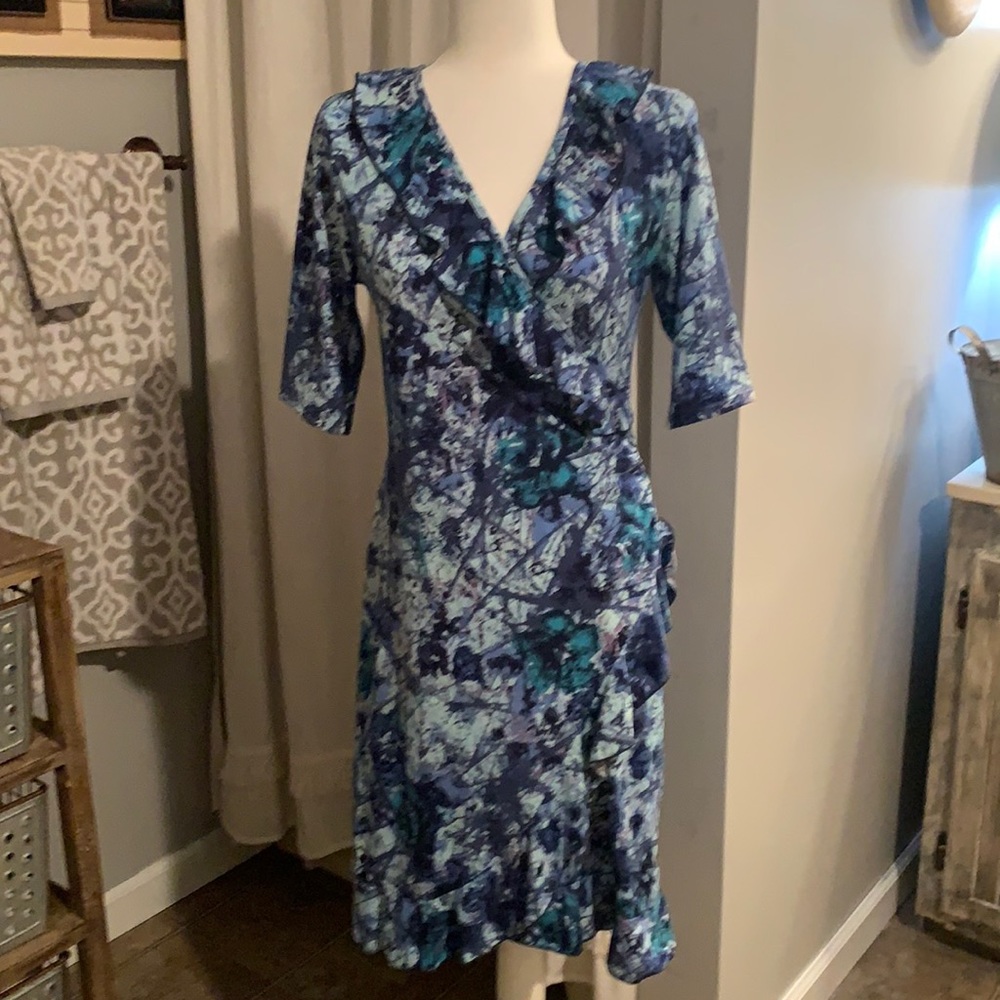 Faux wrap dress with ruffle detail